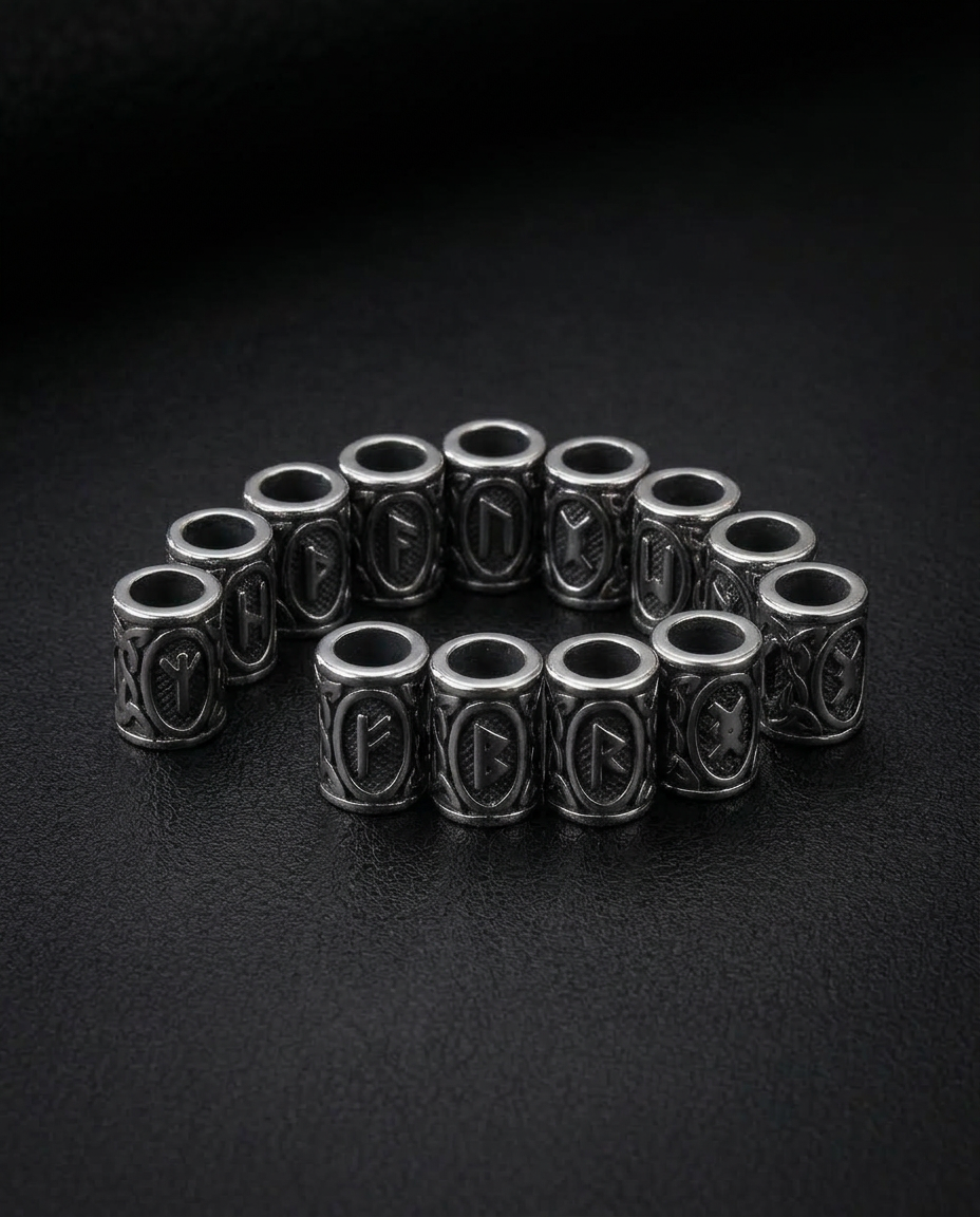 Knowledge Of The Norns - Stainless Steel 24pcs Rune Beads