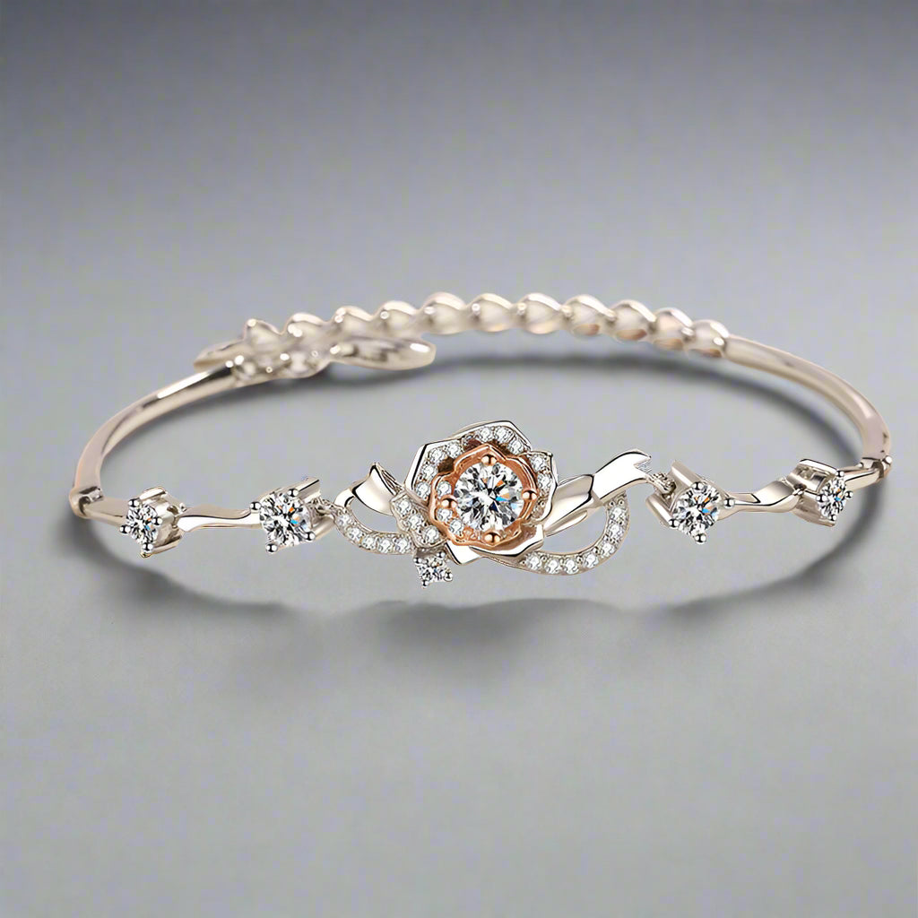 Enchanted Bloom - S925 Silver Inlaid Moissanite Bracelet