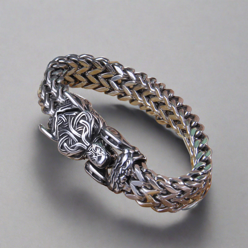 Fenrir - The Great Wolf - Stainless Steel Bracelet For Men