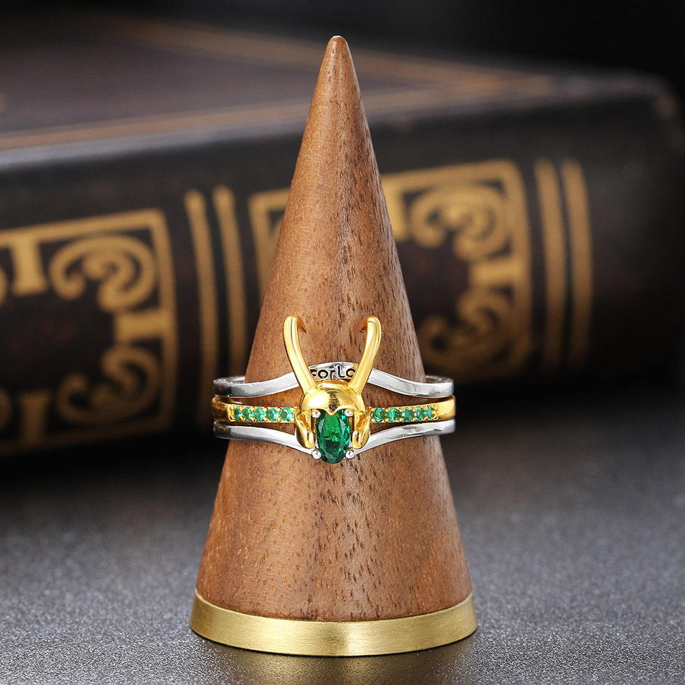 The Trickster - Inlaid Zircon Loki Ring