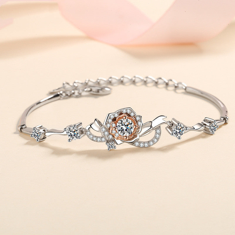 Enchanted Bloom - S925 Silver Inlaid Moissanite Bracelet