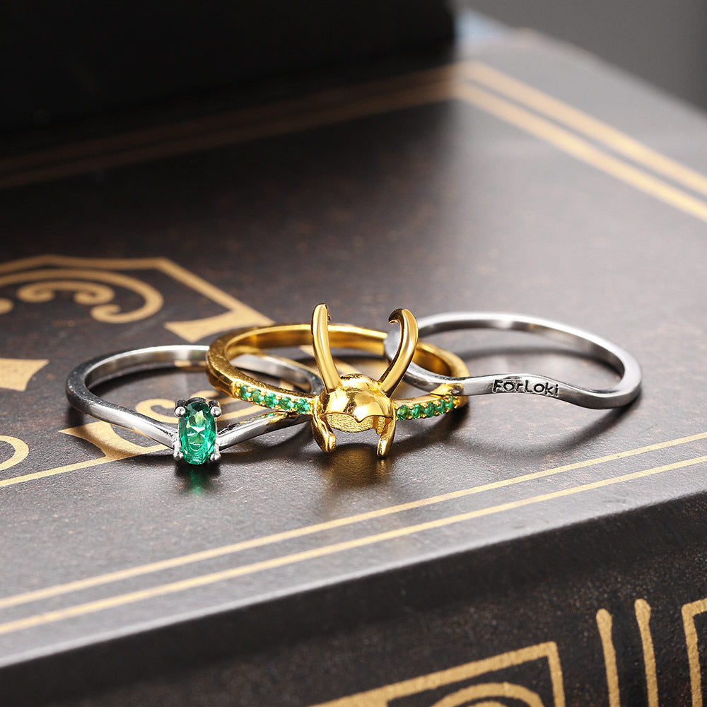 The Trickster - Inlaid Zircon Loki Ring