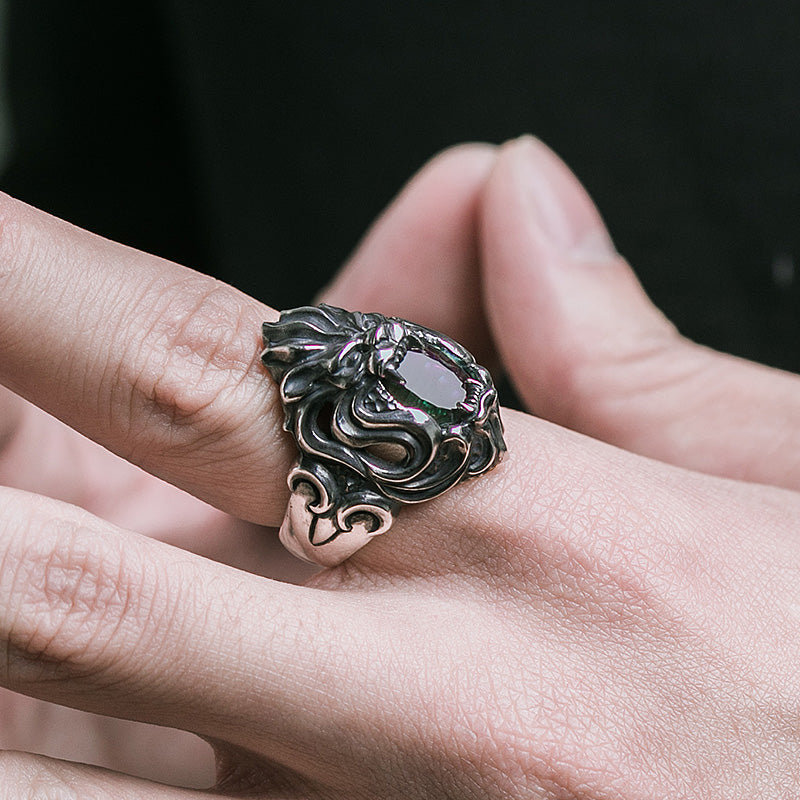 Watcher Of Helheim - Premium Sterling Silver Ring - Viking Trinkets