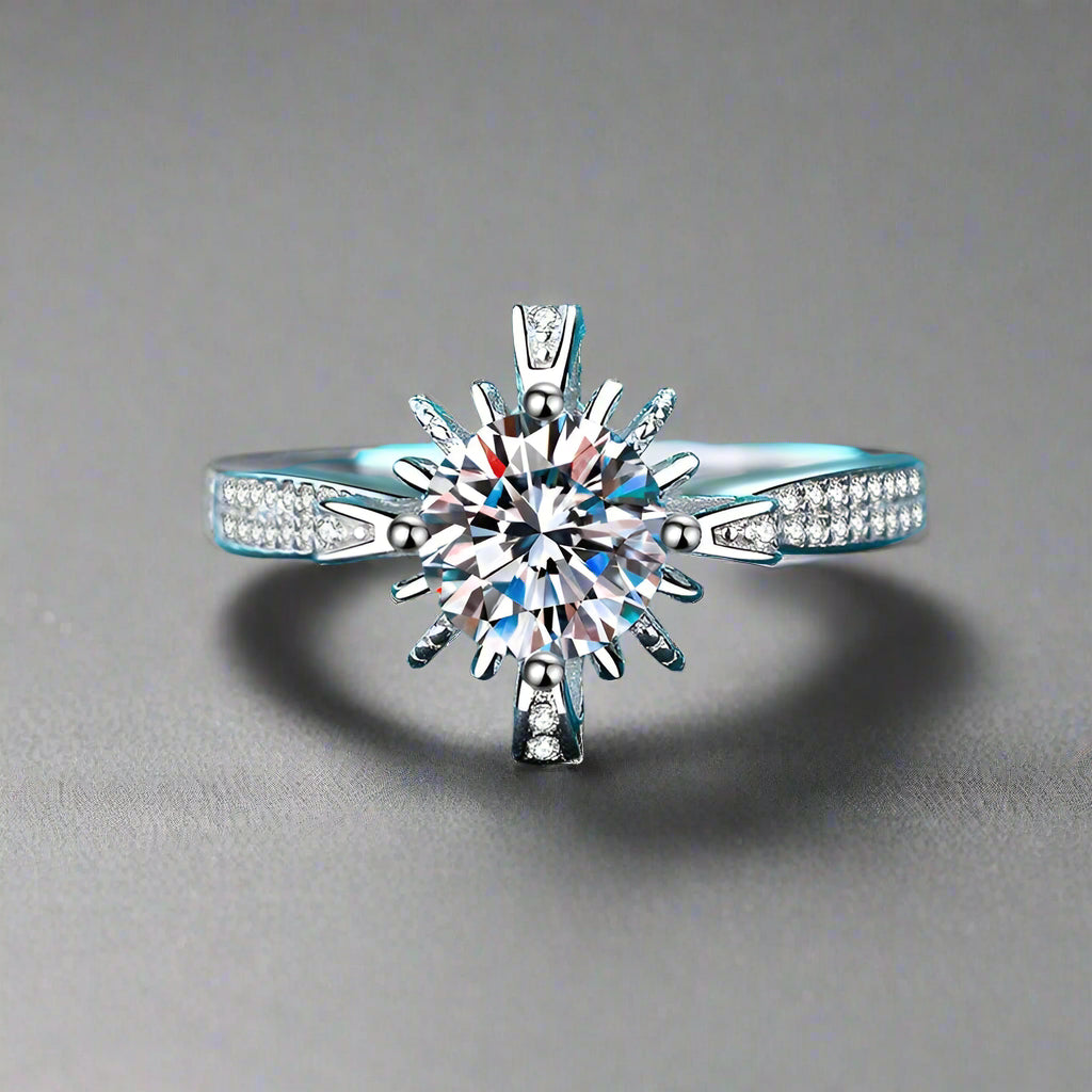 Frostbite's Embrace Moissanite Snowflake Ring