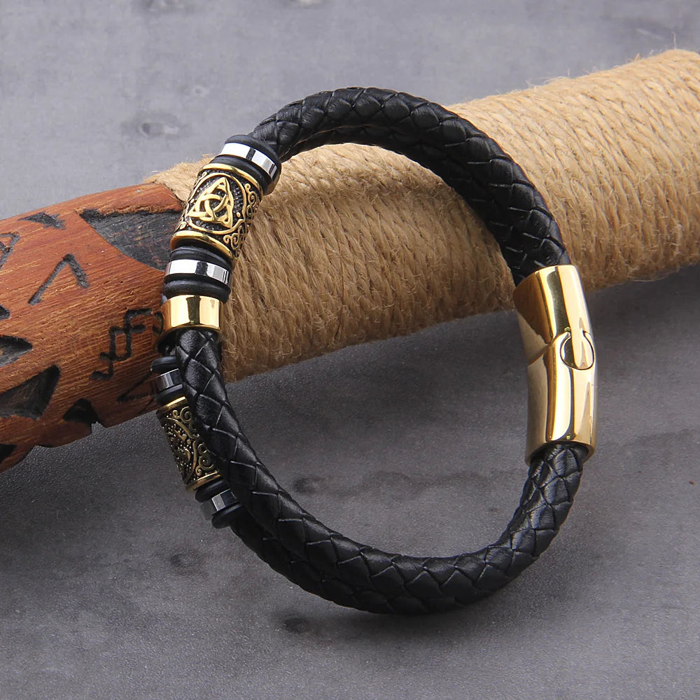 Gullinbursti's Hide - Leather And Stainless Steel Bracelet