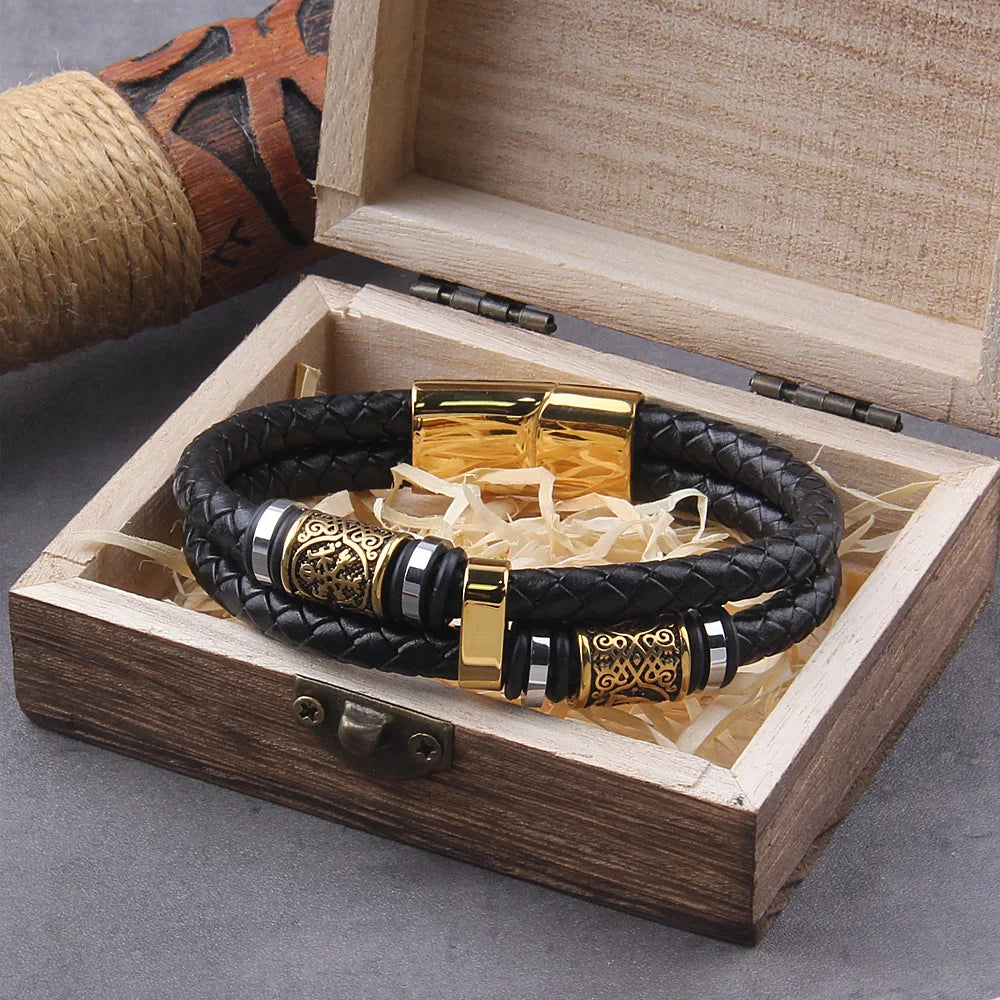 Gullinbursti's Hide - Leather And Stainless Steel Bracelet