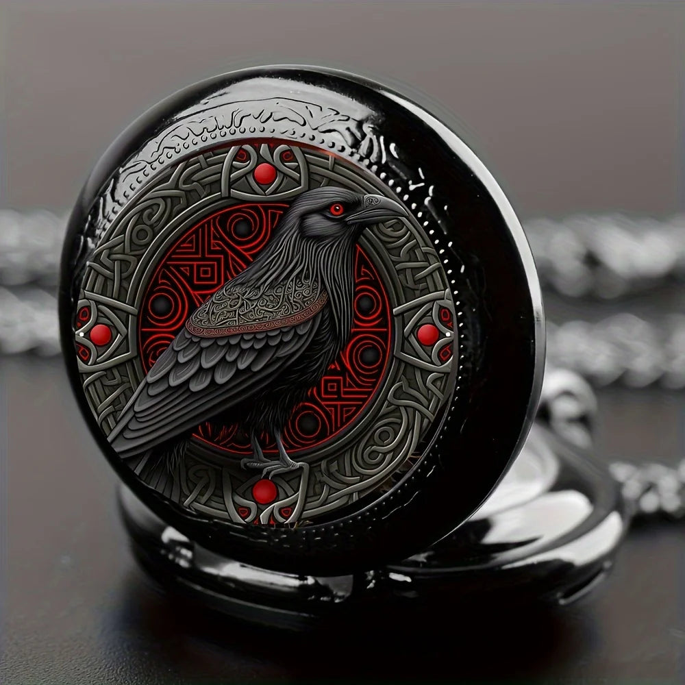 The All Seeing Raven – Quartz Movement Pocket Watch