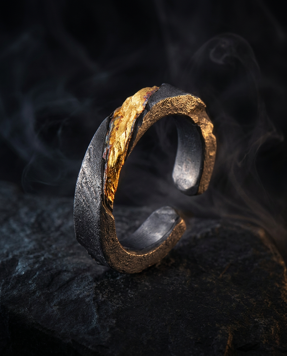 Prophet's Band - Sterling Silver with Gold Inlay Viking Ring - Viking Trinkets