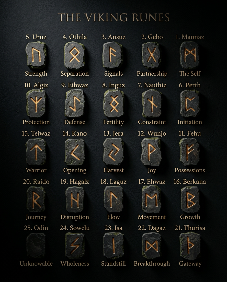 Knowledge Of The Norns - Stainless Steel 24pcs Rune Beads