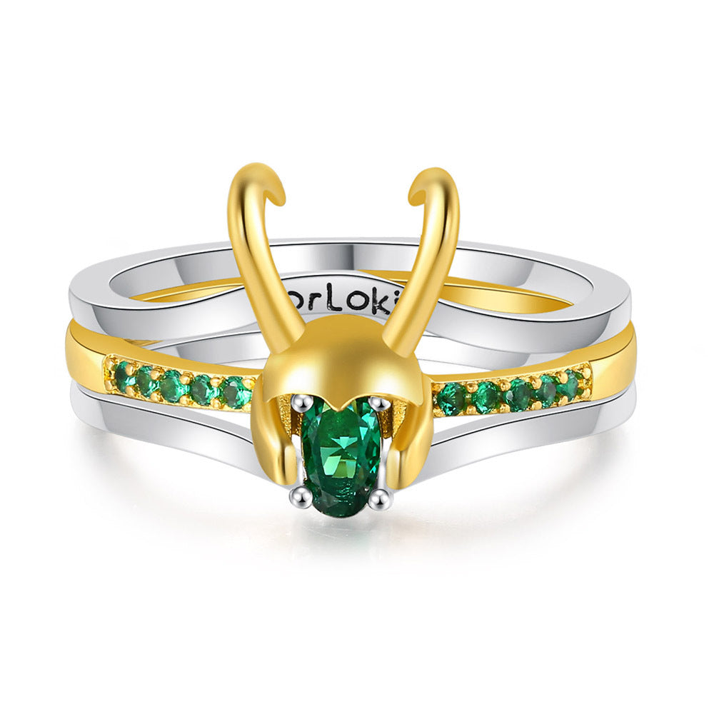 The Trickster - Inlaid Zircon Loki Ring