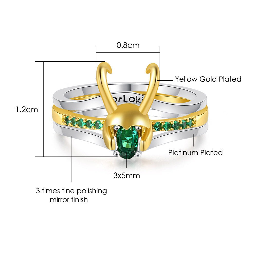 The Trickster - Inlaid Zircon Loki Ring