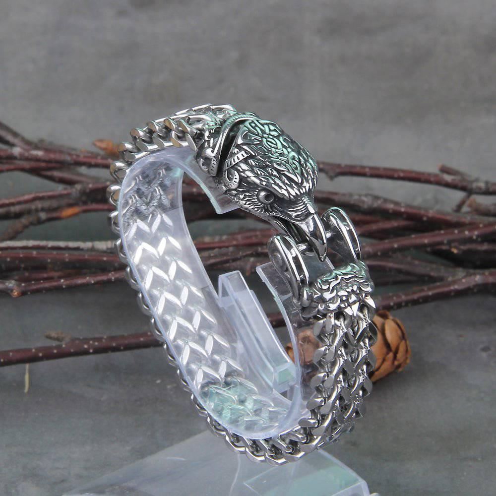 The Corpse Swallower - Hraesvelgr - Stainless Steel Eagle Head Bracelet - Viking Trinkets