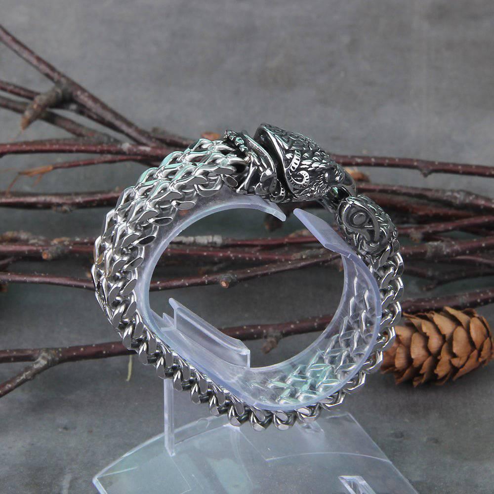 The Corpse Swallower - Hraesvelgr - Stainless Steel Eagle Head Bracelet - Viking Trinkets