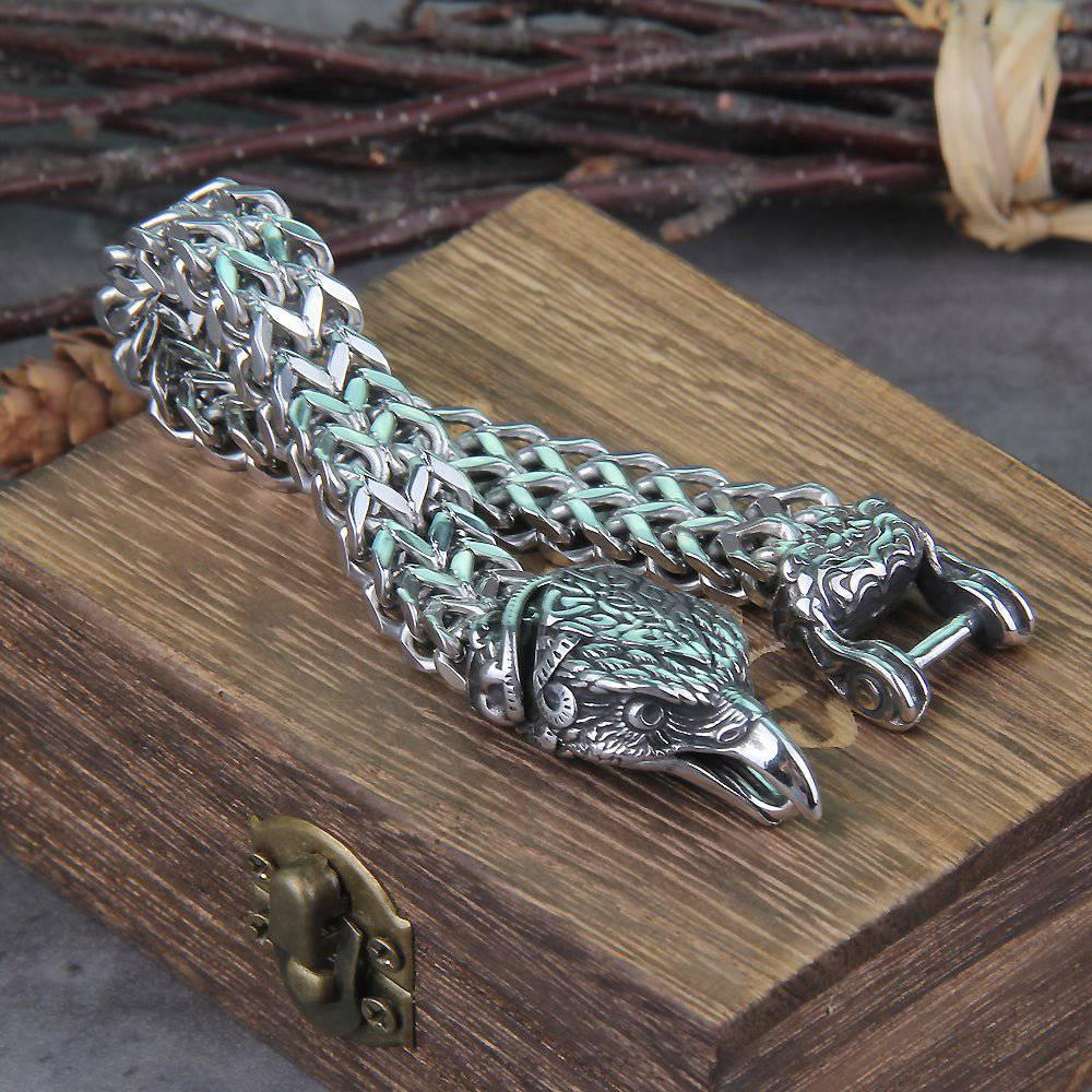 The Corpse Swallower - Hraesvelgr - Stainless Steel Eagle Head Bracelet - Viking Trinkets