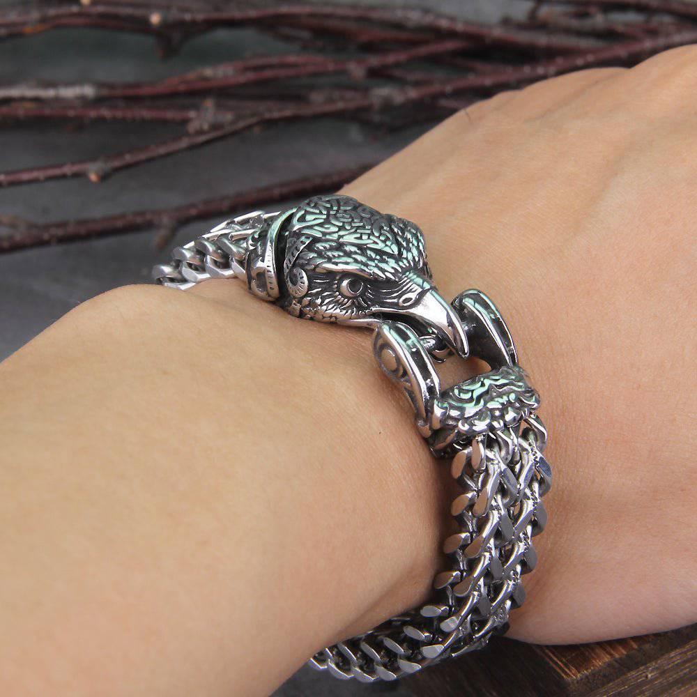 The Corpse Swallower - Hraesvelgr - Stainless Steel Eagle Head Bracelet - Viking Trinkets
