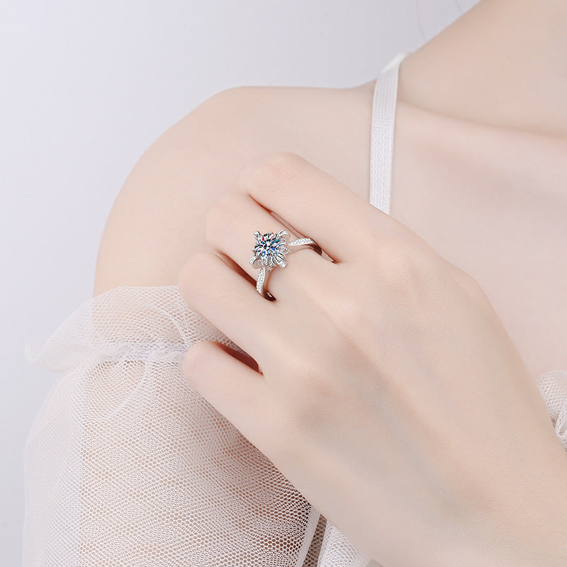 Frostbite's Embrace - Moissanite Snowflake Ring
