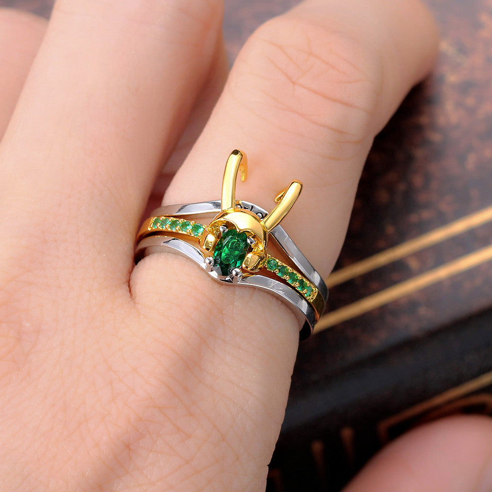 The Trickster - Inlaid Zircon Loki Ring
