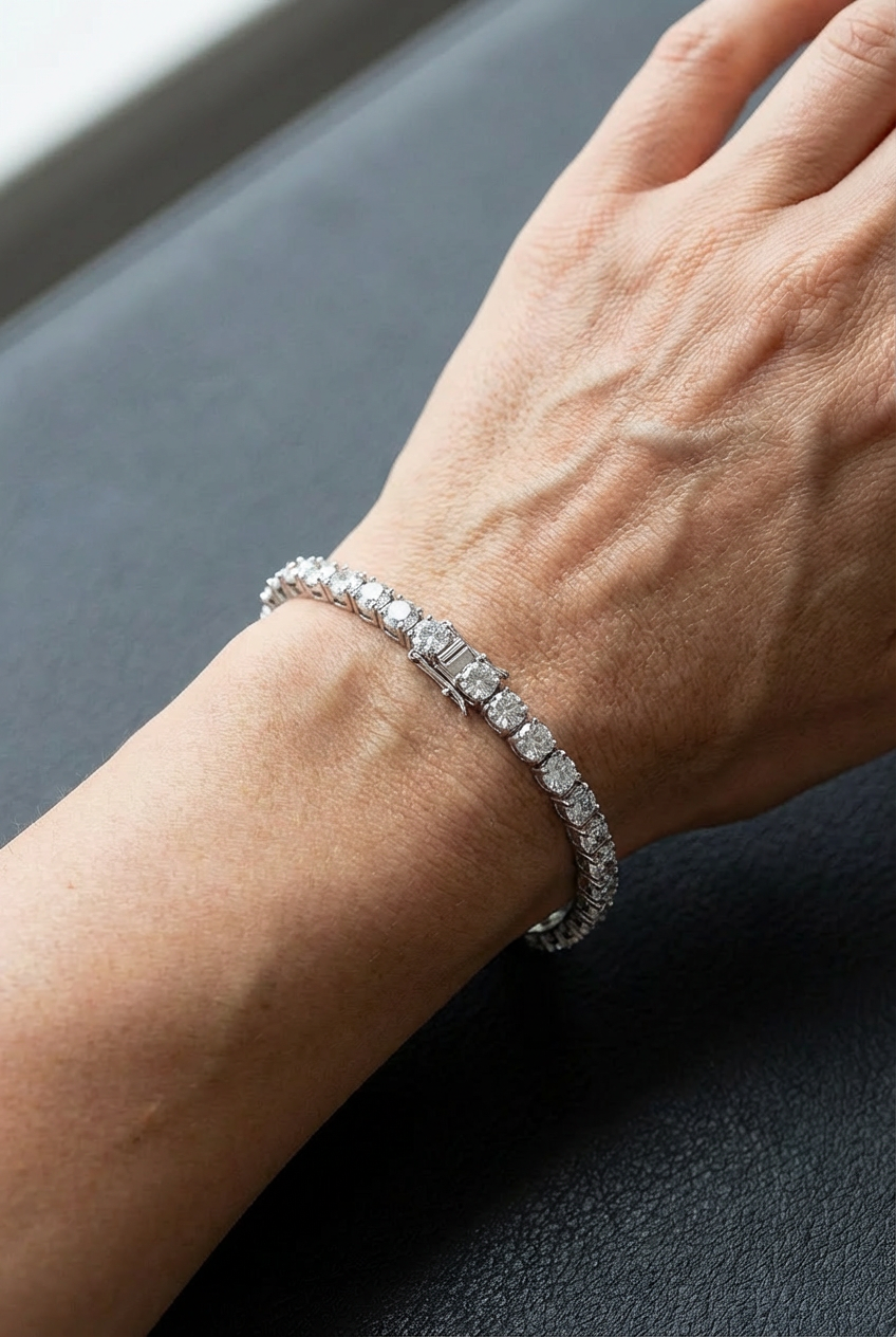 Valkyrie’s Thread - 925 Sterling Silver Moissanite Tennis Bracelet - Viking Trinkets