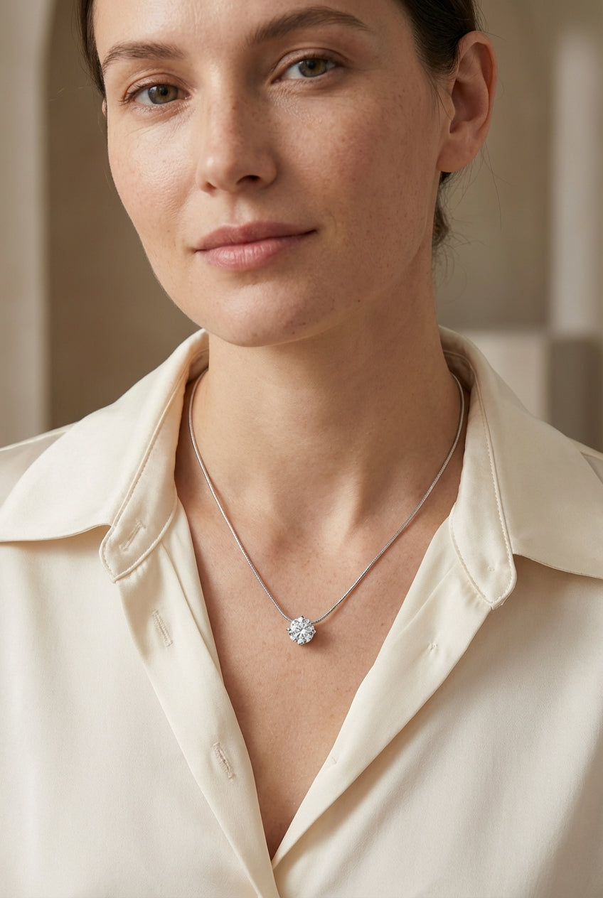 Brísingamen’s Heart - Moissanite Solitaire Necklace - Viking Trinkets