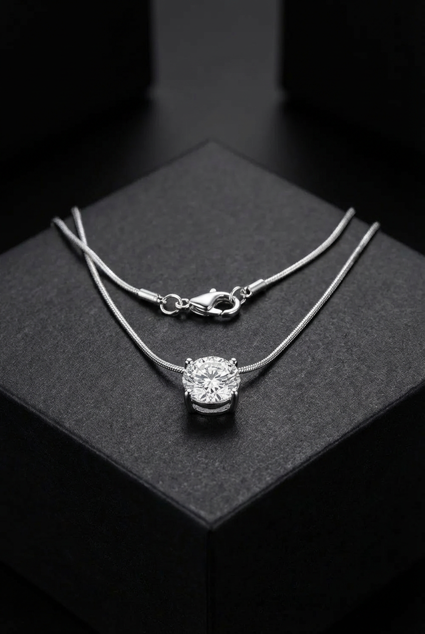 Brísingamen’s Heart - Moissanite Solitaire Necklace - Viking Trinkets