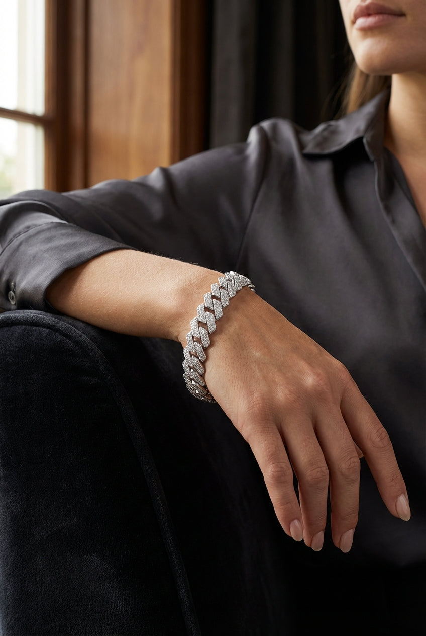 Aesir’s Might - White Moissanite Cuban Link Bracelet