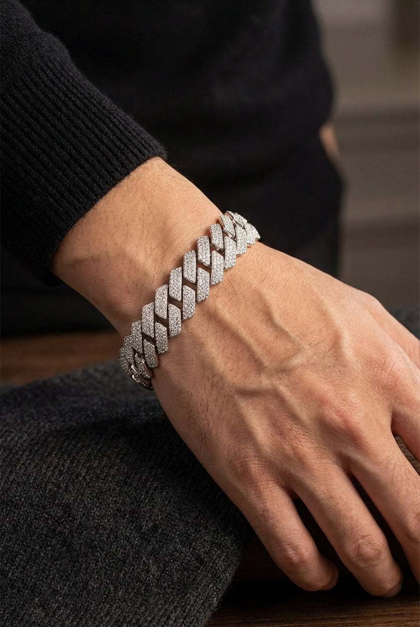 Aesir’s Might - White Moissanite Cuban Link Bracelet