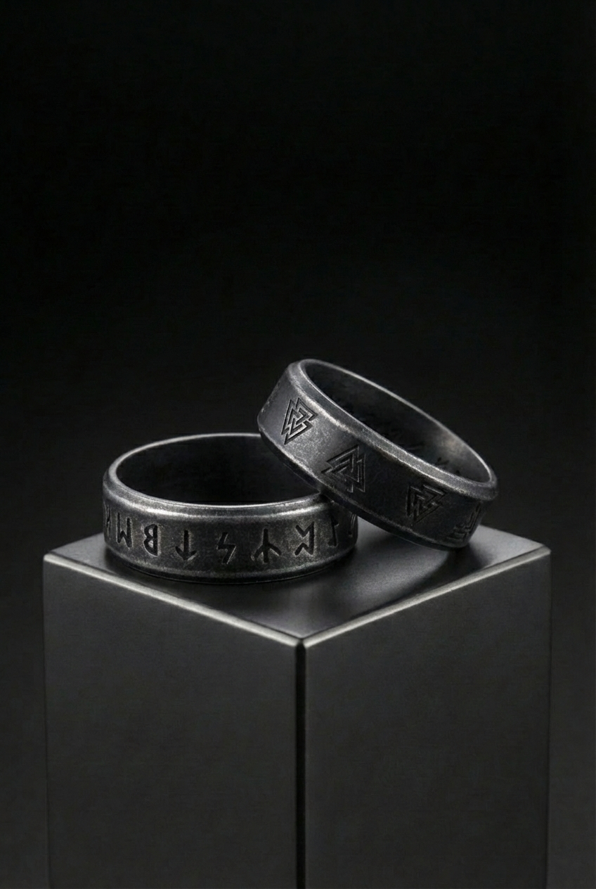 Odin's Runes - Stainless Steel Runic Ring - Viking Trinkets