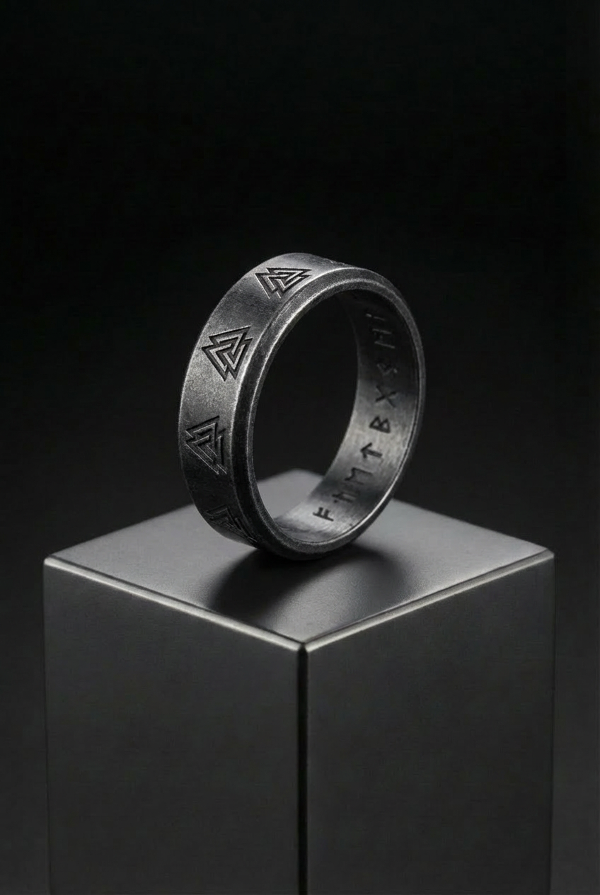 Odin's Runes - Stainless Steel Runic Ring - Viking Trinkets