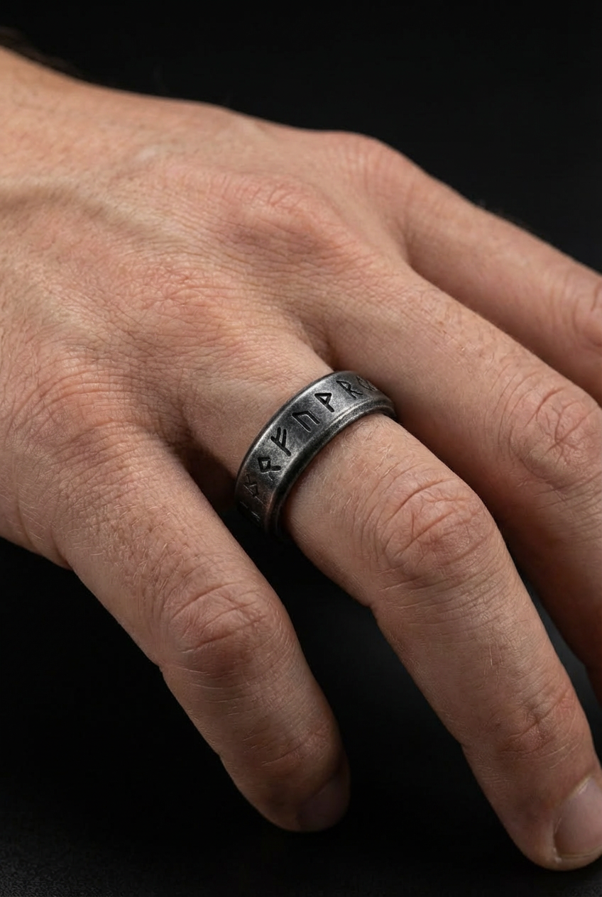 Odin's Runes - Stainless Steel Runic Ring - Viking Trinkets