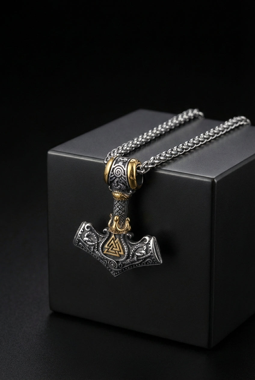 Wrathbringer - Stainless Steel Mjolnir Necklace - Viking Trinkets