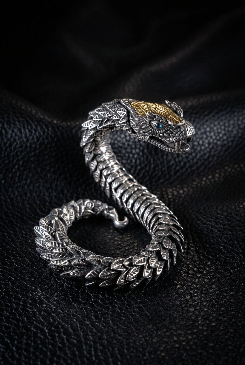 JÖRMUNGANDR - The World Serpent Bracelet | Handcrafted Stainless Steel Viking Jewelry