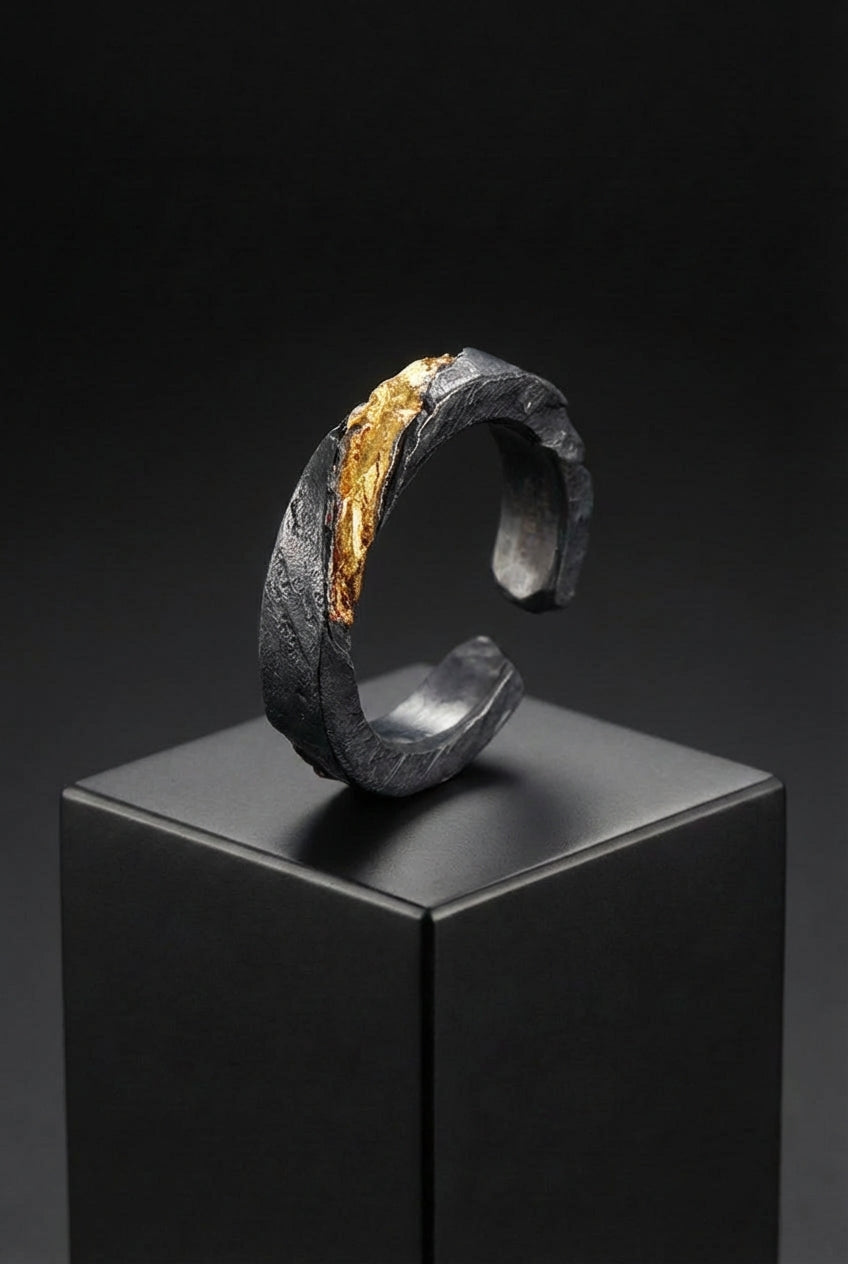 Prophet's Band - Sterling Silver with Gold Inlay Viking Ring - Viking Trinkets