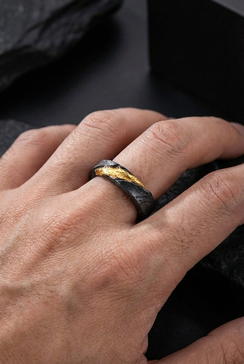 Prophet's Band - Sterling Silver with Gold Inlay Viking Ring - Viking Trinkets