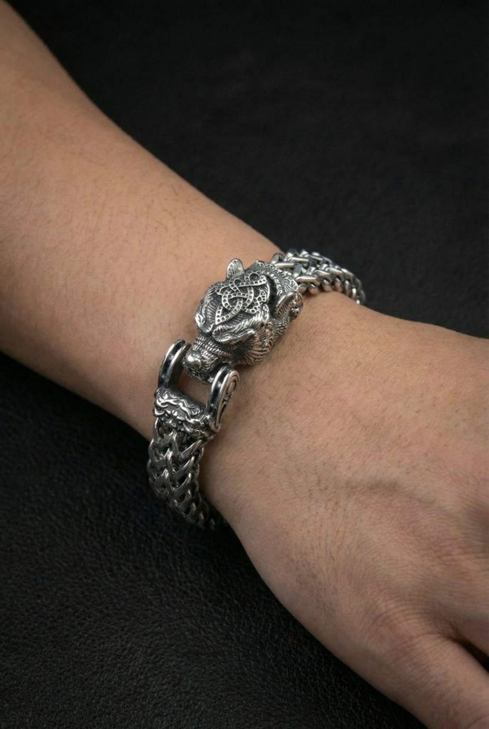 Berserker - Stainless Steel Bear Head Bracelet - Viking Trinkets