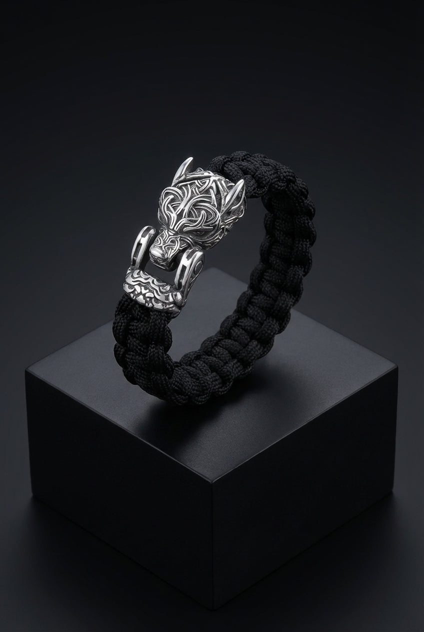The Decimator - Bungee Cord Fenrir Head Bracelet - Viking Trinkets