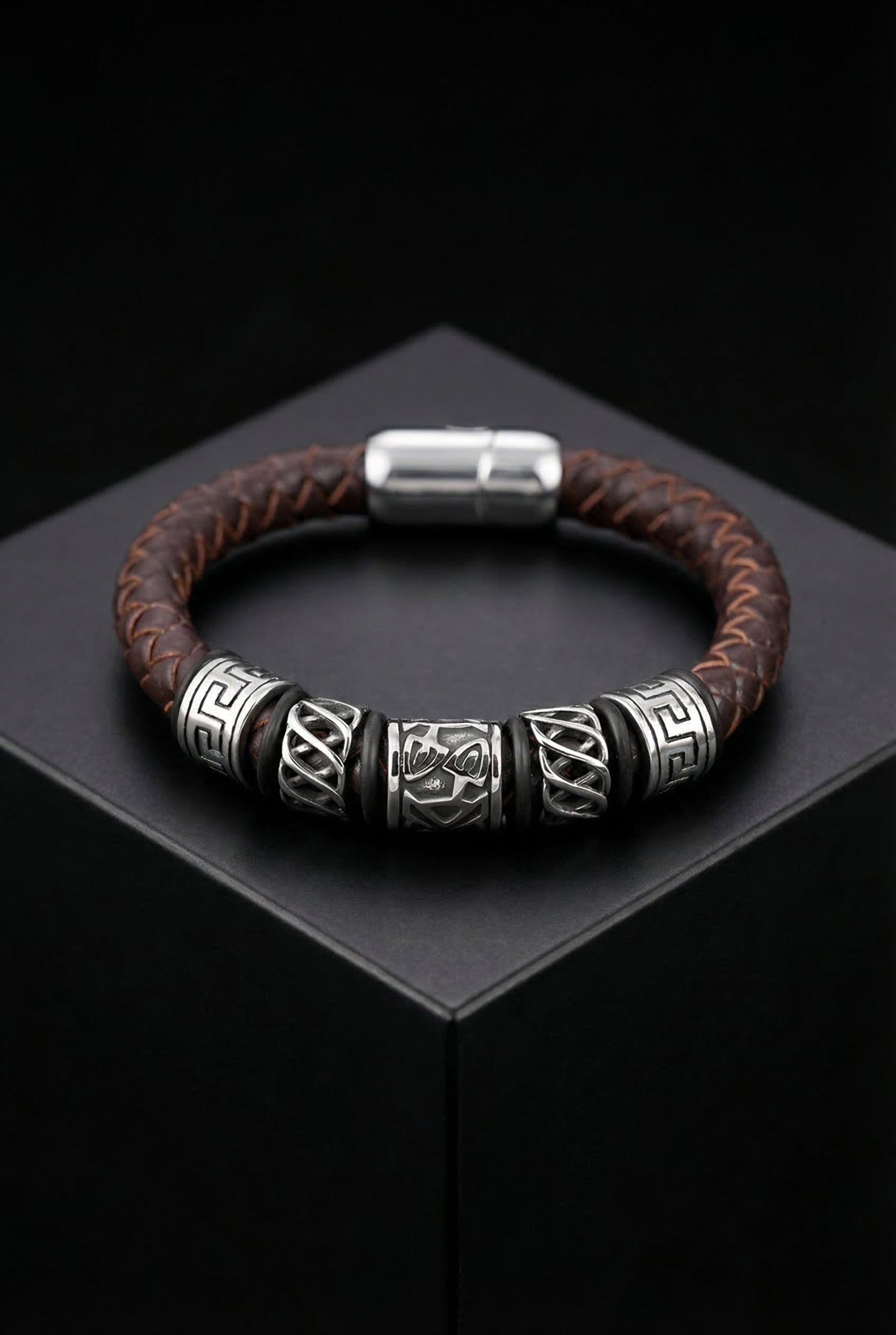 Bard's Bracelet - Leather Woven Magnetic Bracelet - Viking Trinkets