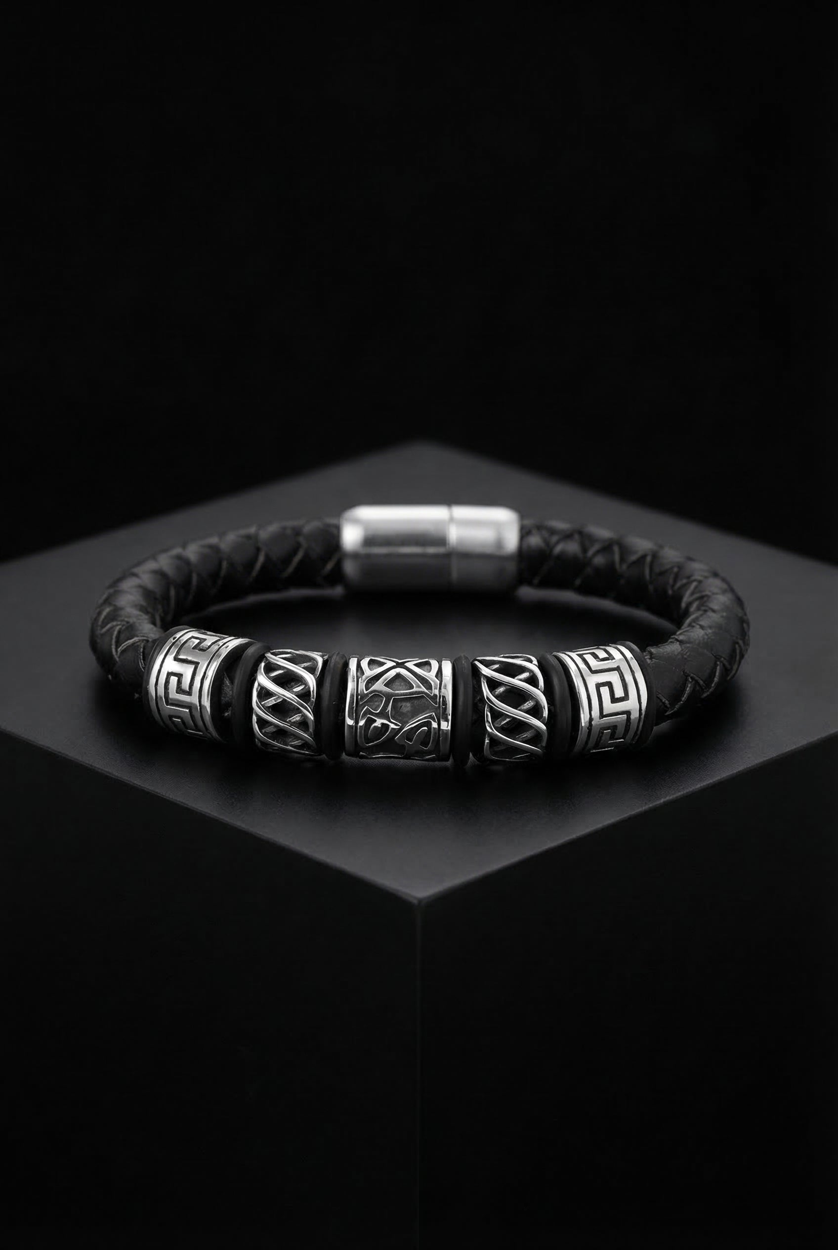 Bard's Bracelet - Leather Woven Magnetic Bracelet - Viking Trinkets