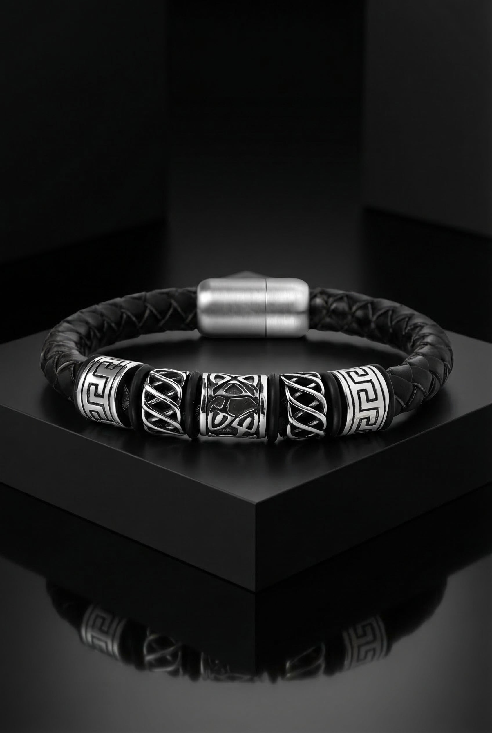 Bard's Bracelet - Leather Woven Magnetic Bracelet - Viking Trinkets