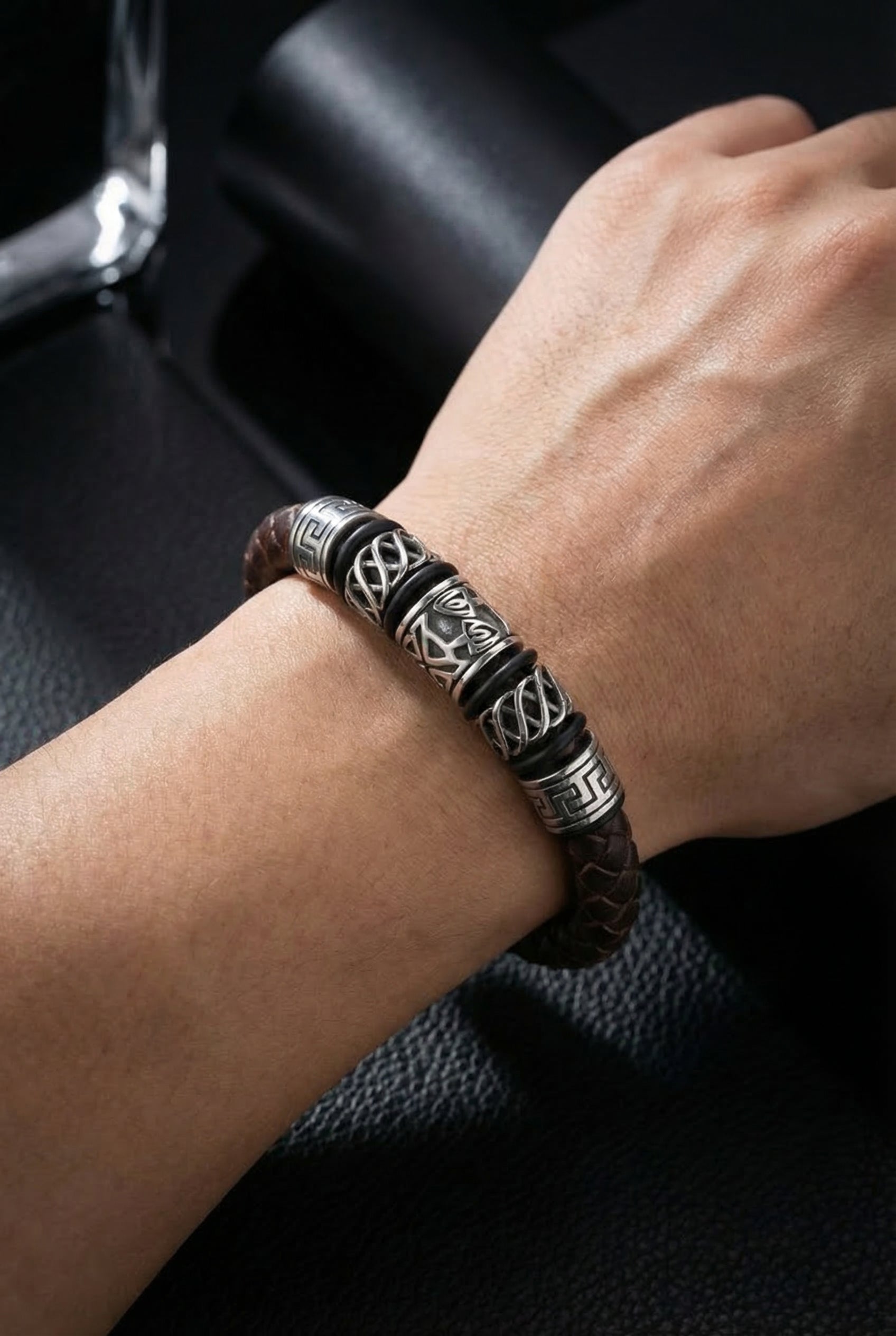 Bard's Bracelet - Leather Woven Magnetic Bracelet - Viking Trinkets