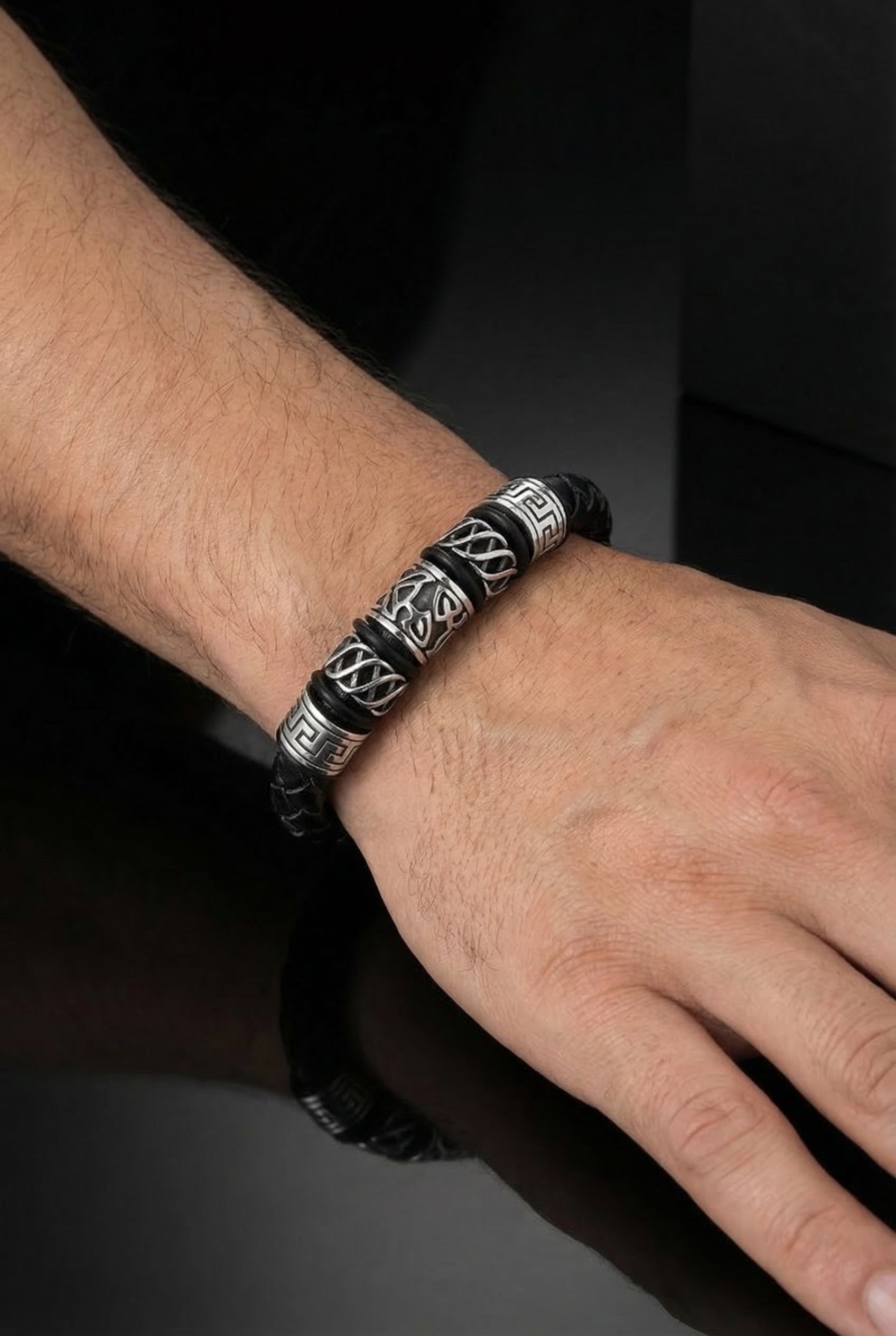 Bard's Bracelet - Leather Woven Magnetic Bracelet - Viking Trinkets