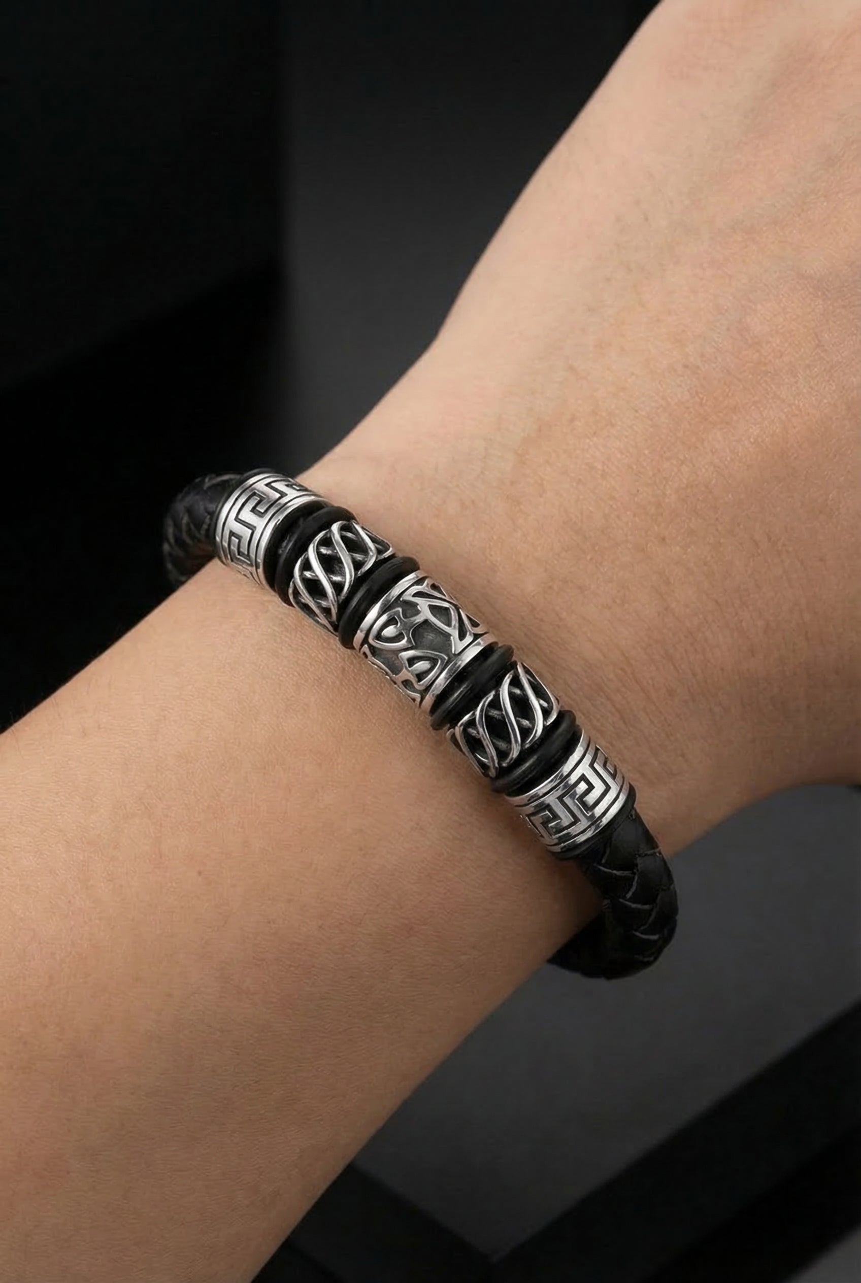 Bard's Bracelet - Leather Woven Magnetic Bracelet - Viking Trinkets