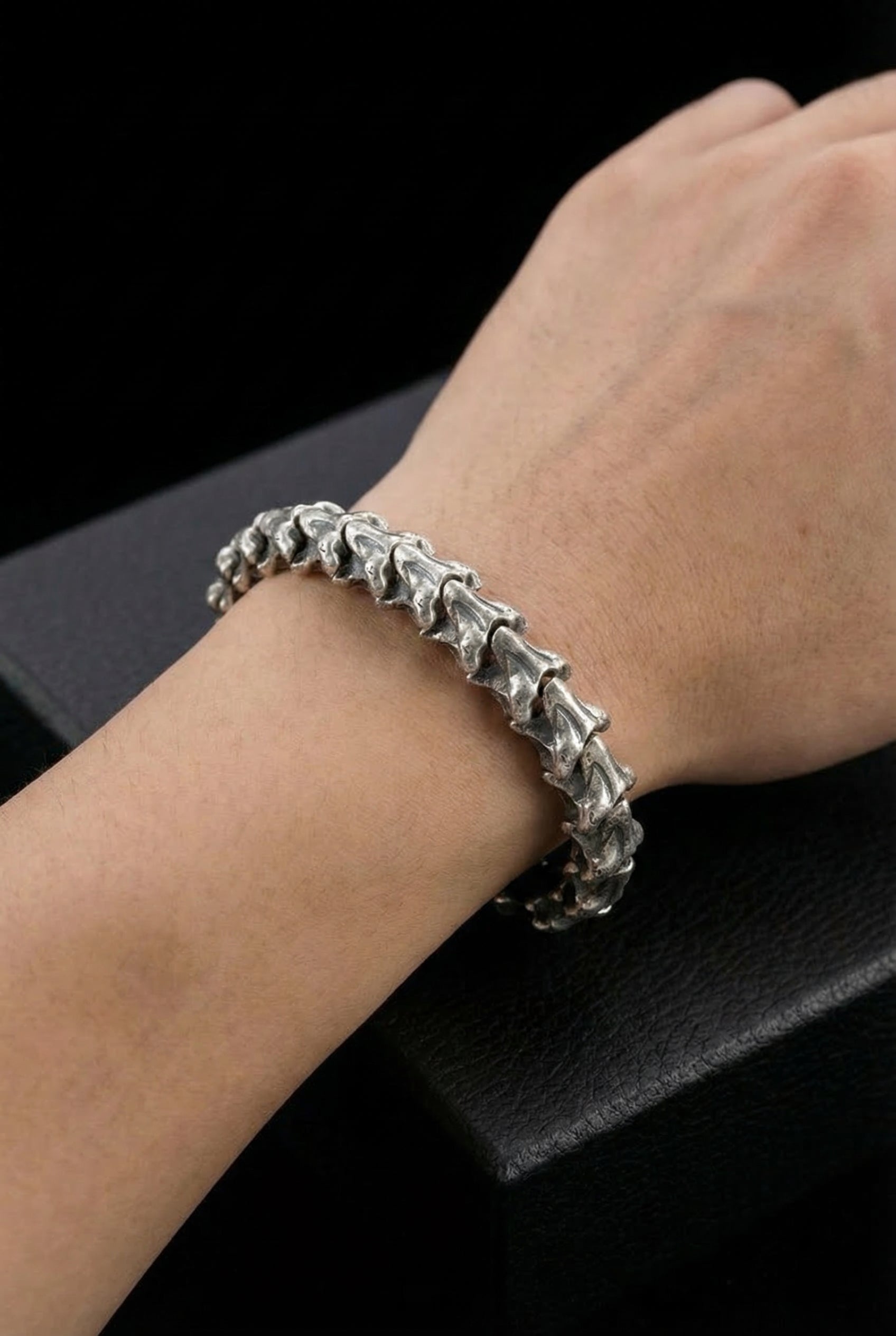 Spine Of The Beast - Sterling Silver Snake Bone Adjustable Bracelet - Viking Trinkets