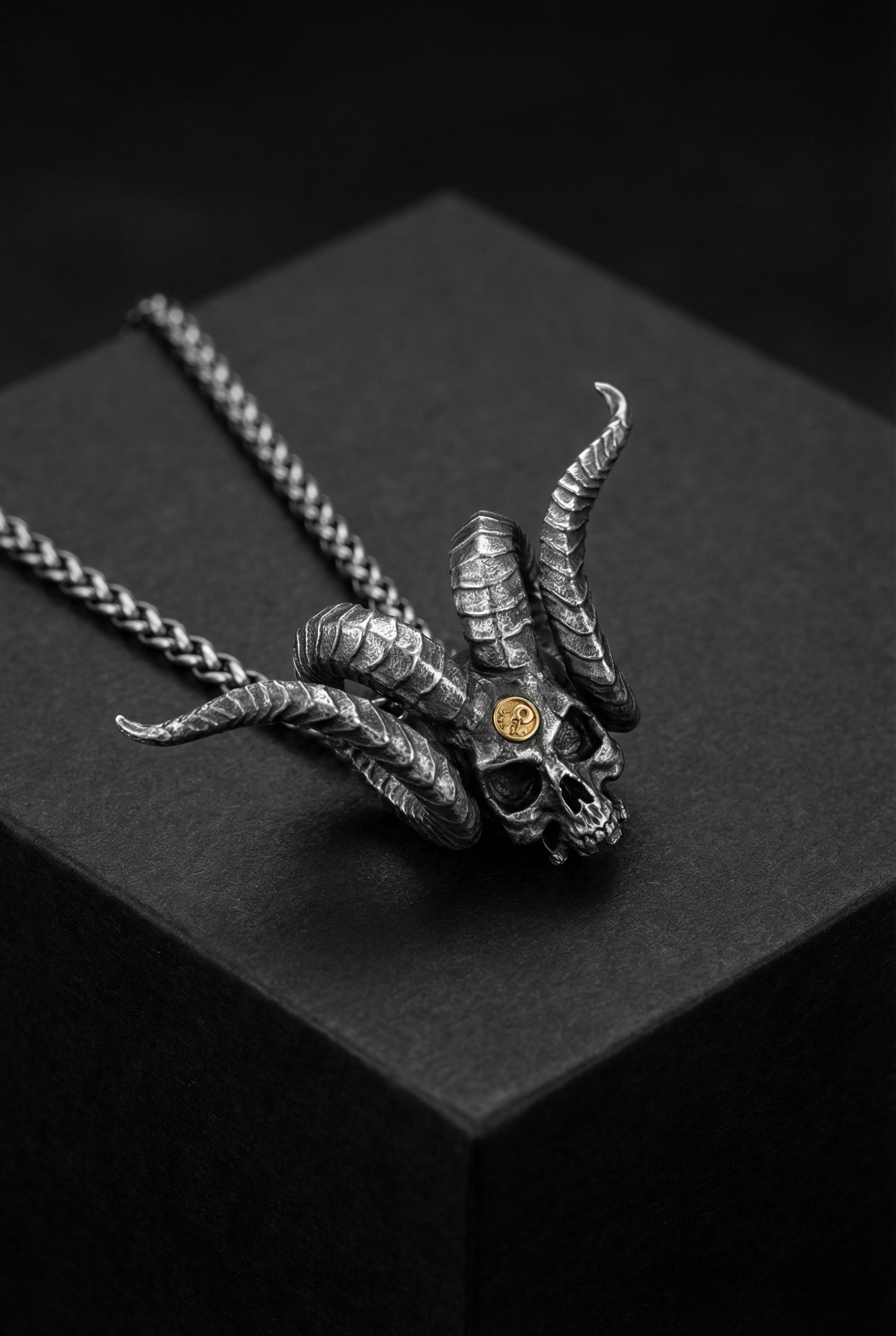 Abyssal Mark of the Trickster - Premium Sterling Silver Loki Necklace featuring 18k Gold