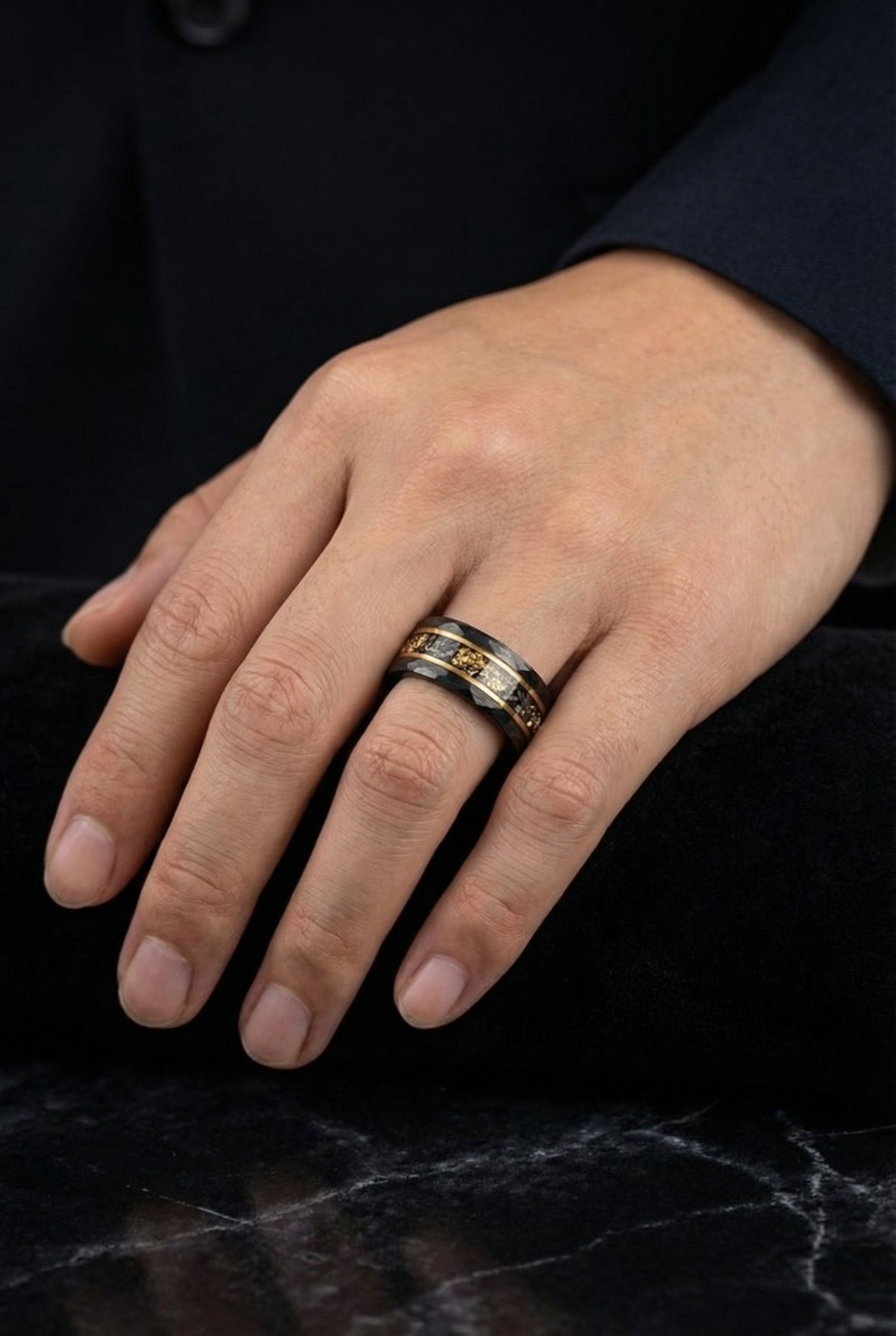Odin's Royal Armor - Black Tungsten Ring - Viking Trinkets
