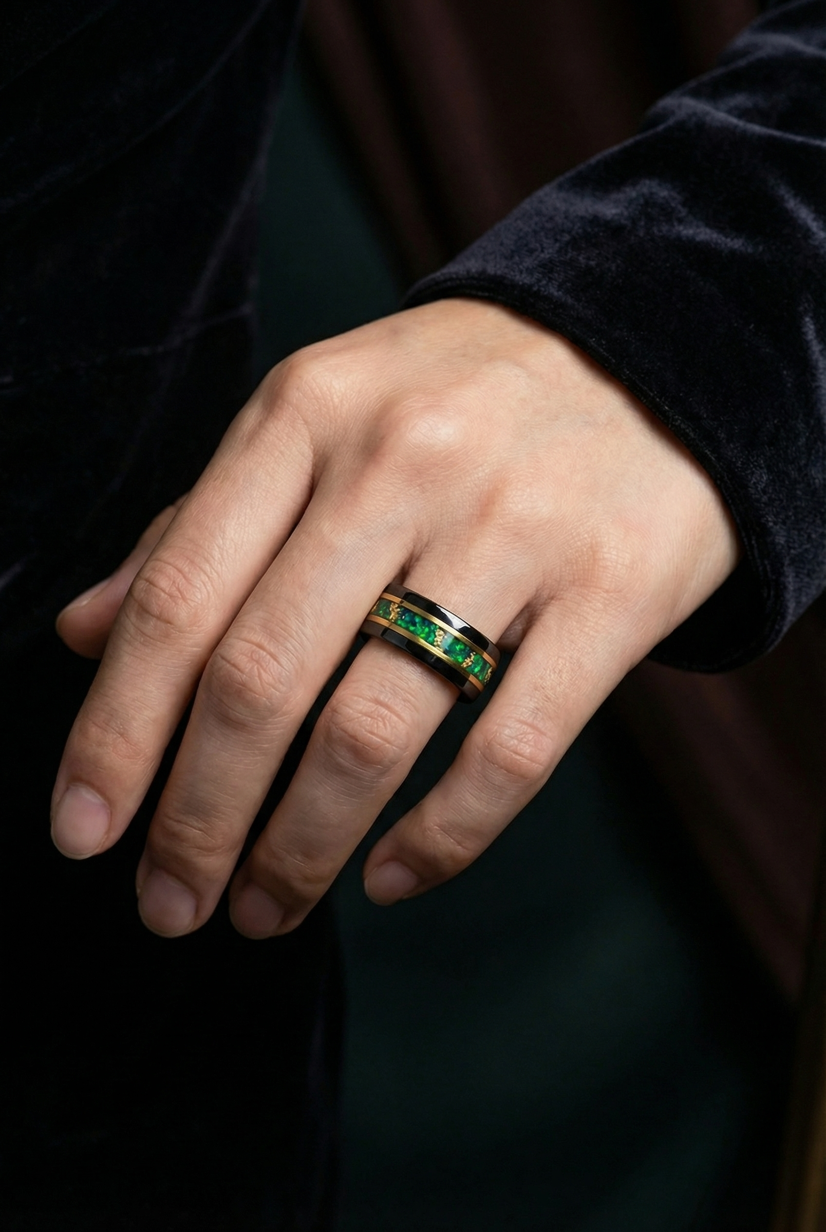Trickster's Illusion - Black And Gold Tungsten Ring - Viking Trinkets