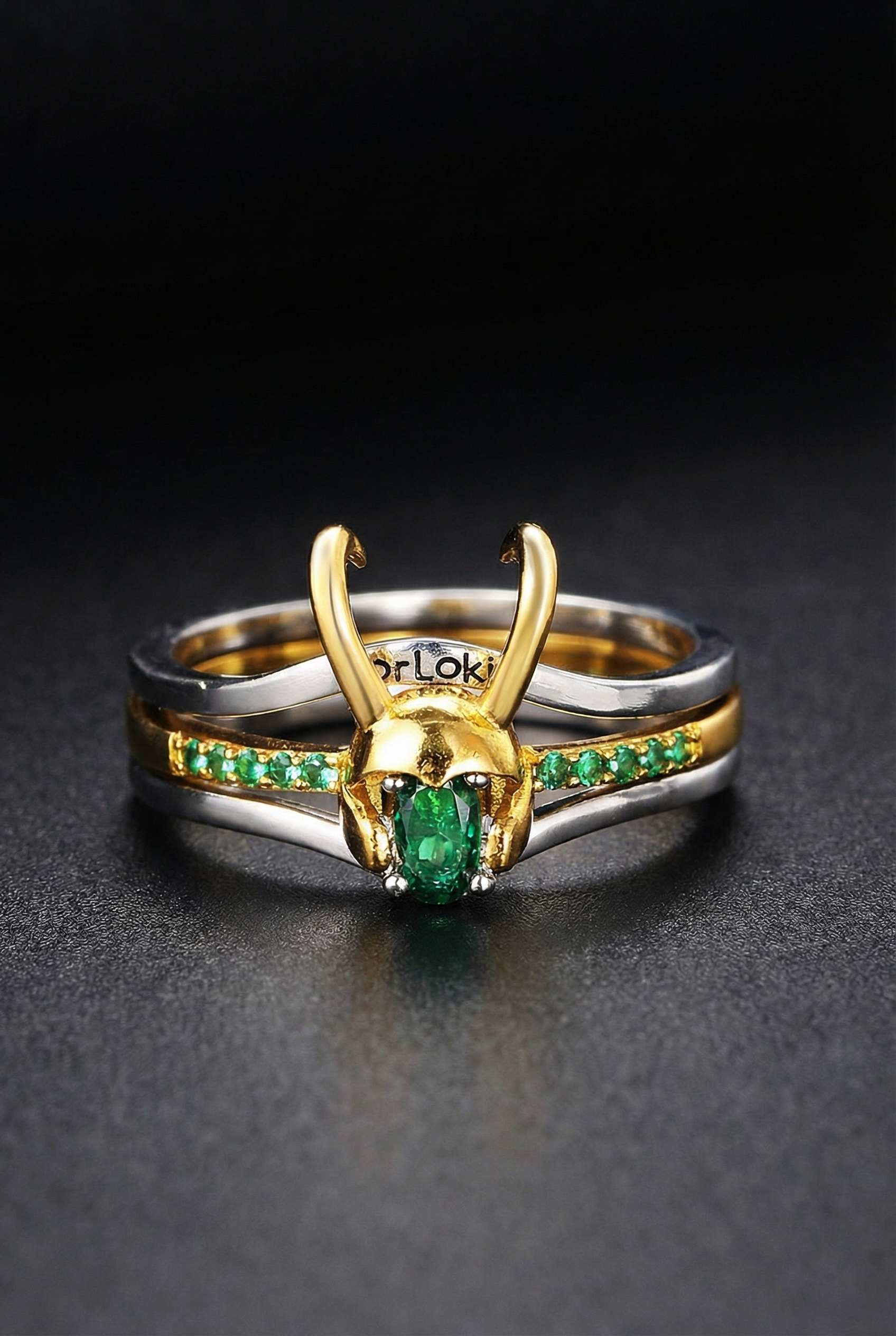 The Trickster - Inlaid Zircon Loki Ring - Viking Trinkets