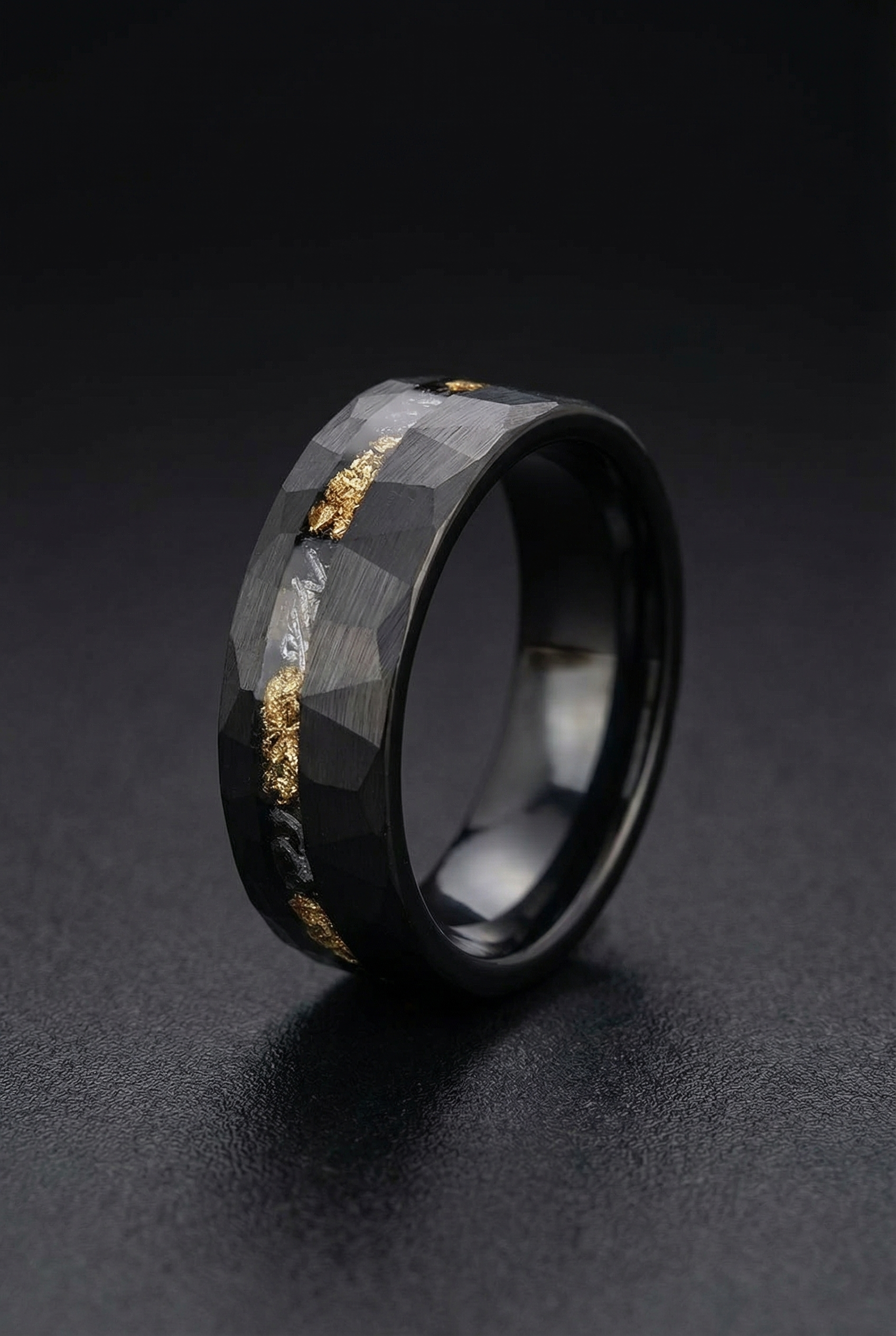Soul Of Hel - Tungsten Gold Ring Inlaid With Gold Foil - Viking Trinkets