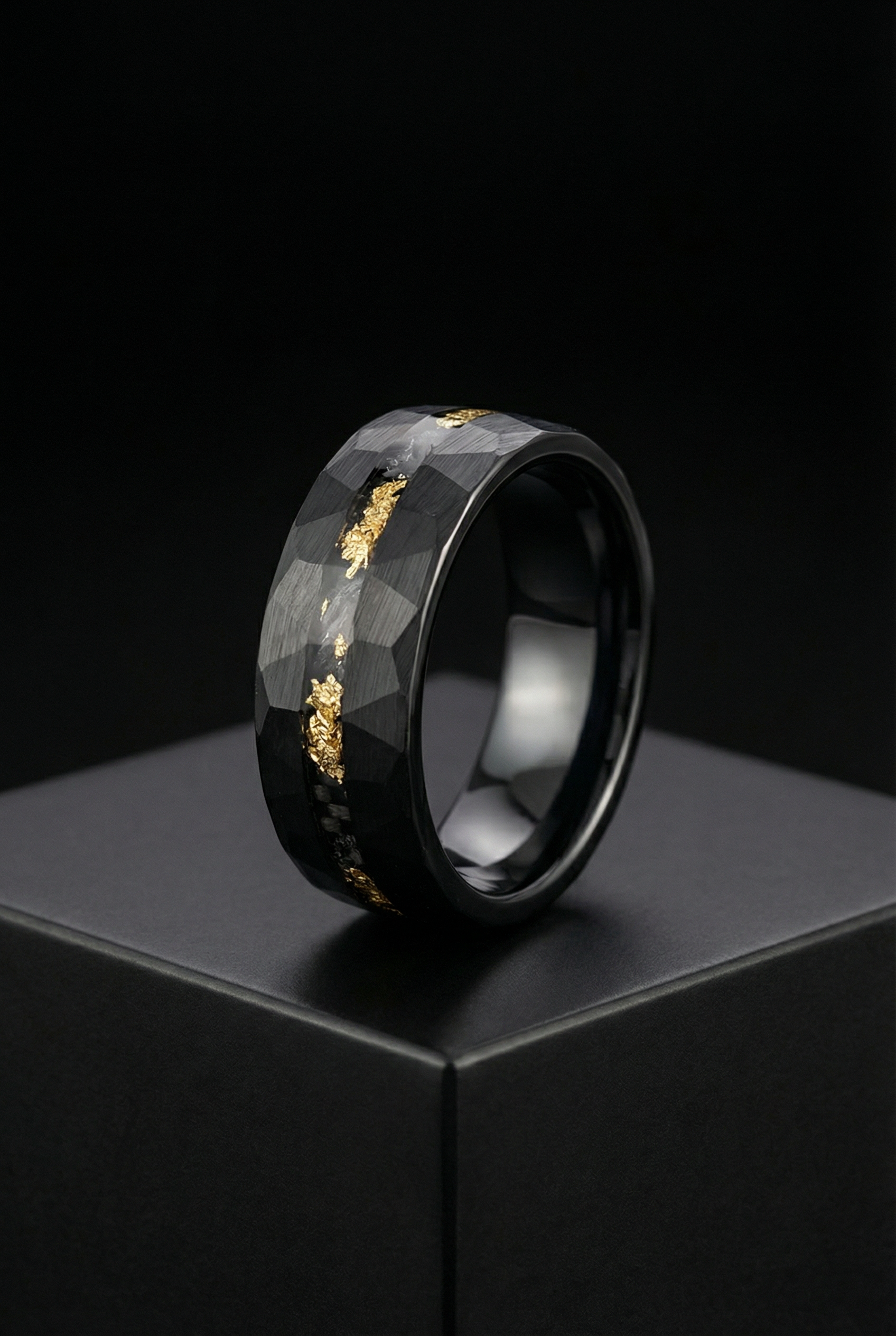 Soul Of Hel - Tungsten Gold Ring Inlaid With Gold Foil - Viking Trinkets