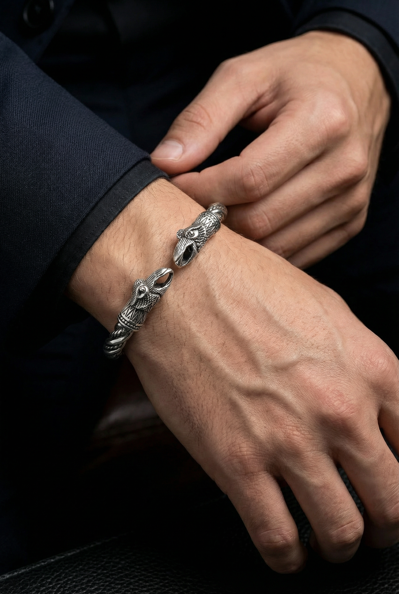The Pledge - Huginn - Sterling Silver Allegiance Bracelet - Viking Trinkets
