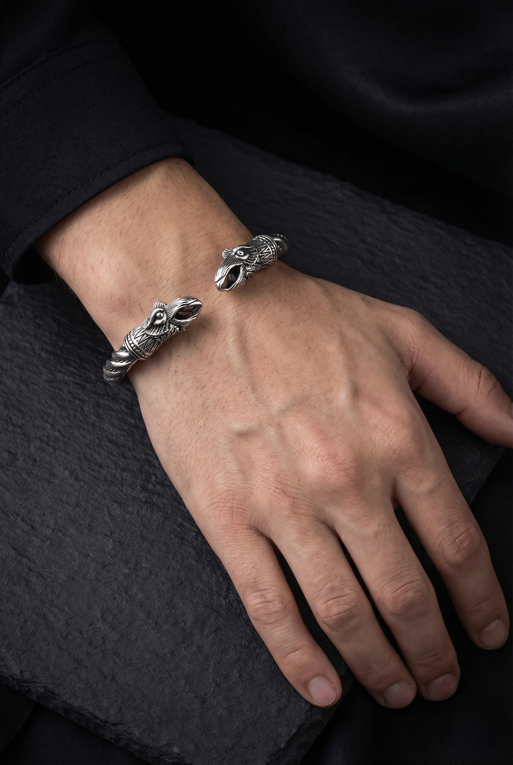 The Pledge - Huginn - Sterling Silver Allegiance Bracelet - Viking Trinkets